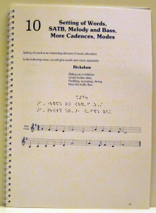 Work sample of design and typesetting of a text book, involving common music notation and Braille music, by Playright Music Ltd., Dublin + London